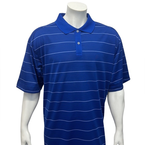 NWOT Callaway Golf Performance Blue White Stripe Wicking Men's Polo Shirt XXL 2X - Picture 5 of 10